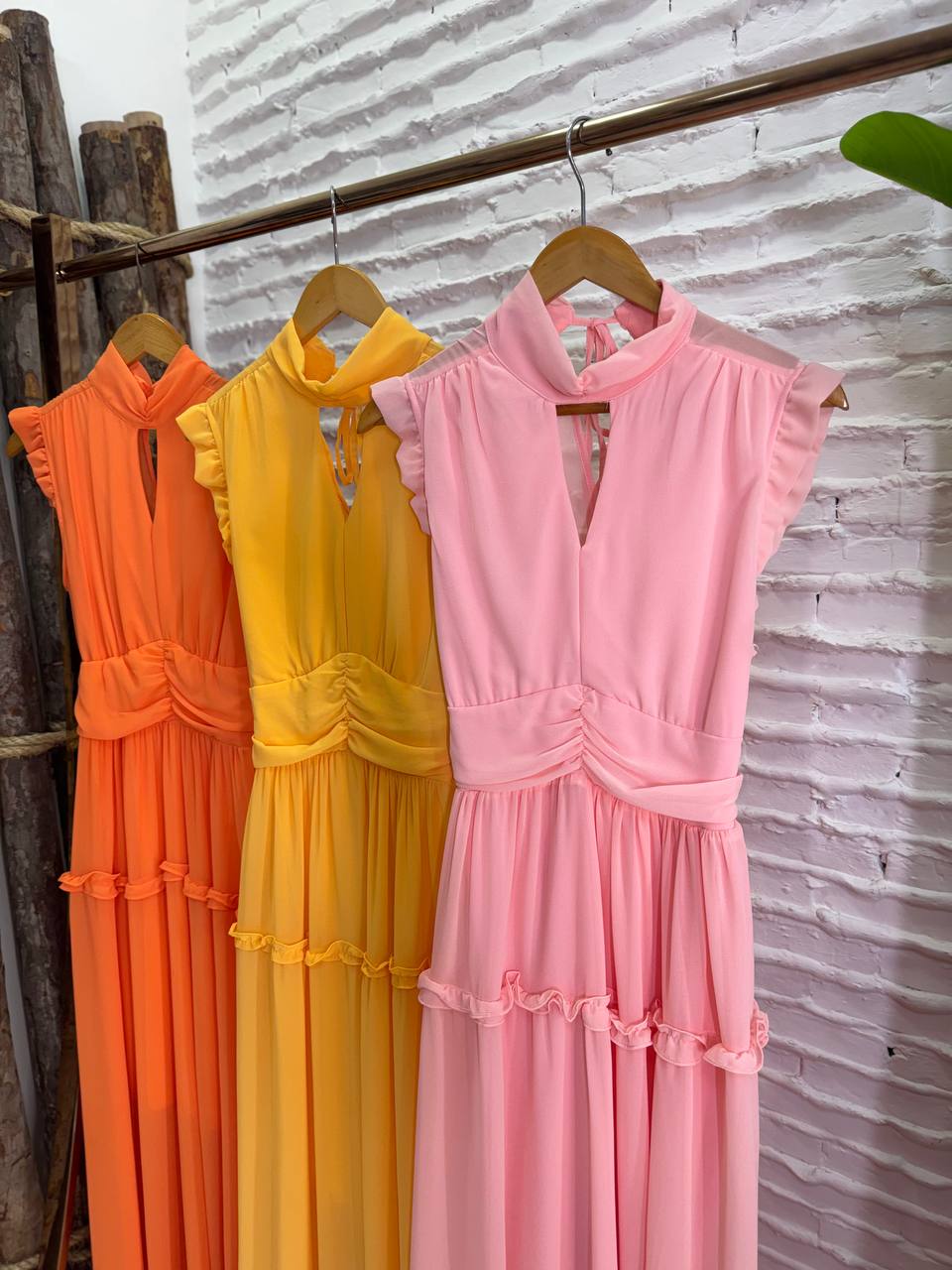(SPR) VESTIDO LONGO DRAPEADO