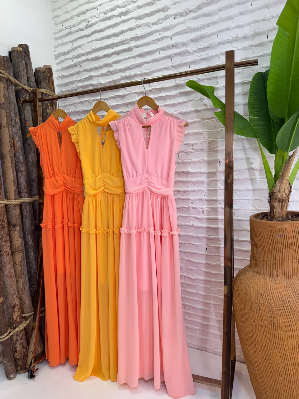 (SPR) VESTIDO LONGO DRAPEADO