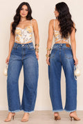 (HTP) CALÇA JEANS BARREL SLIM BARRA DESFIADA