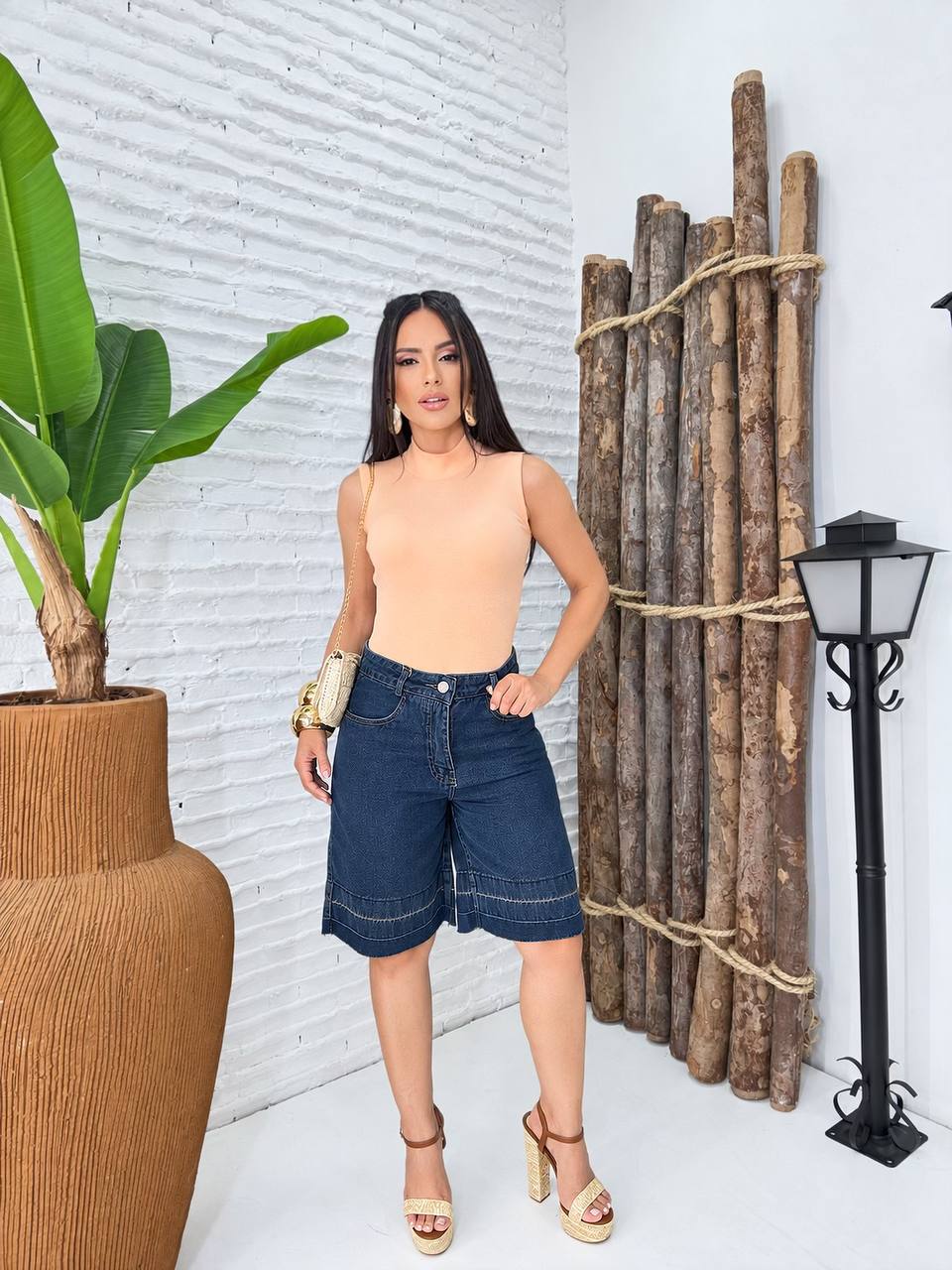 (KYS) BLUSA CANELADA GOLA  ALTA