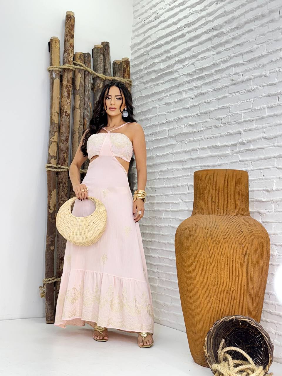 (ALK) VESTIDO LONGO BORDADO