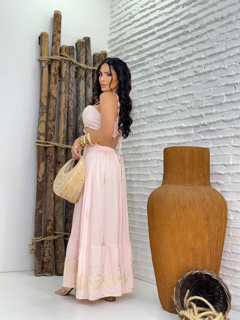 (ALK) VESTIDO LONGO BORDADO