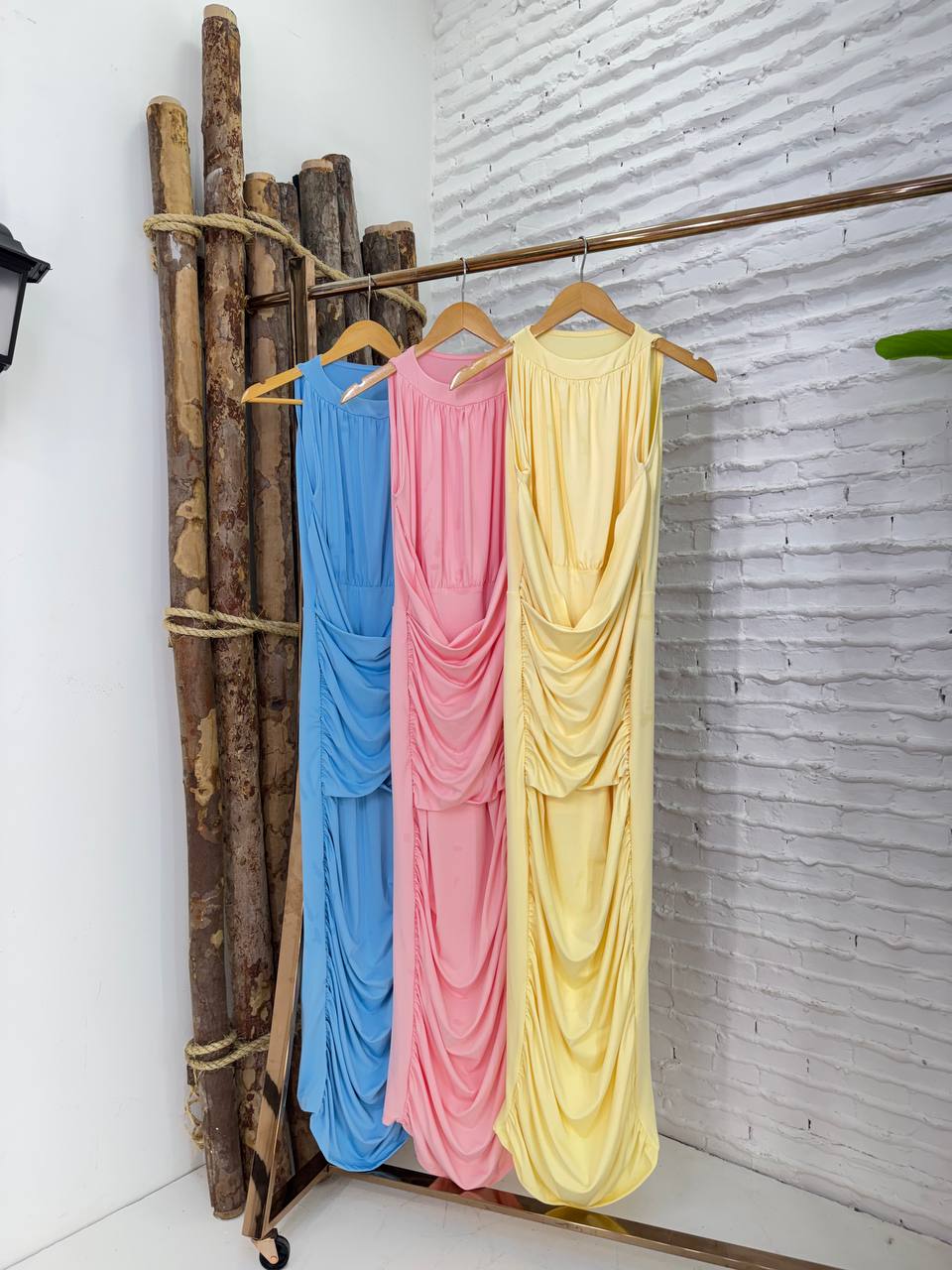 (AYR) VESTIDO SUPLEX DRAPEADO LONGO