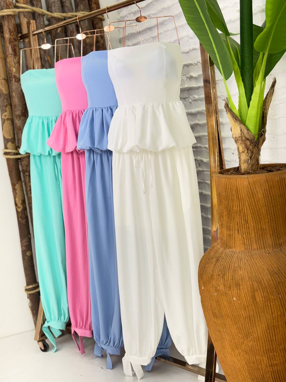 (CYR) CONJUNTO CALÇA BALLON + BLUSA TOMARA QUE CAIA