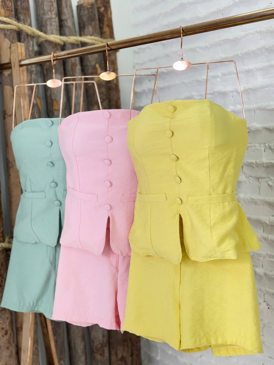 (QPB) CONJUNTO SHORT + BLUSA BOTÕES