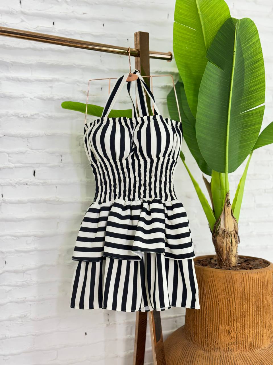 (CTS) VESTIDO CURTO LISTRADO AMARRAÇÃO