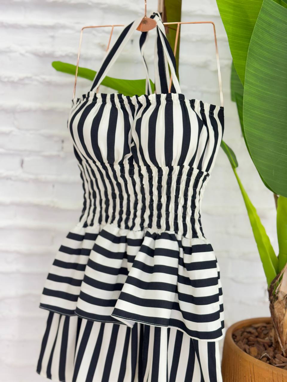(CTS) VESTIDO CURTO LISTRADO AMARRAÇÃO