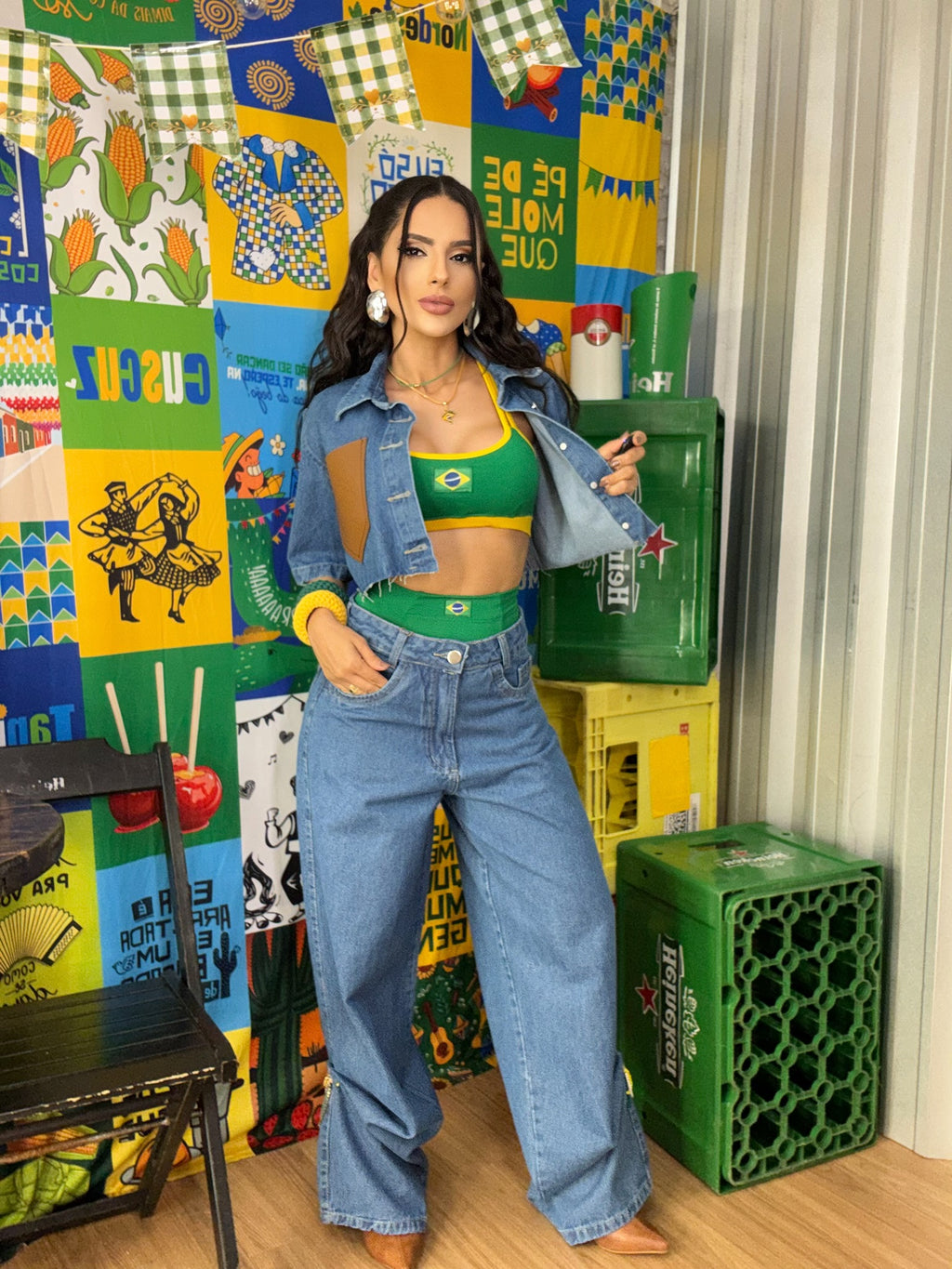 (PRV) CONJUNTO MALHA BRASIL TOP + CALCINHA