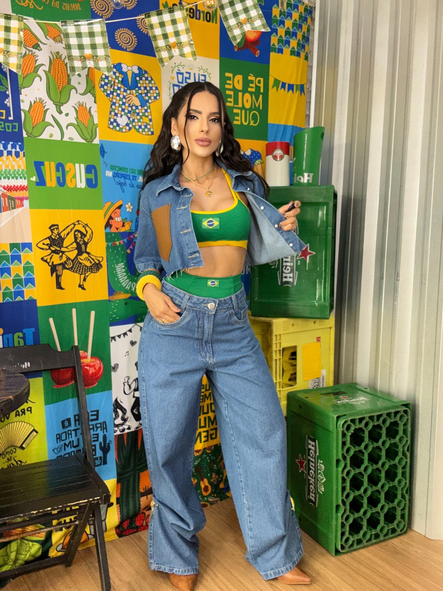 (PRV) CONJUNTO MALHA BRASIL TOP + CALCINHA