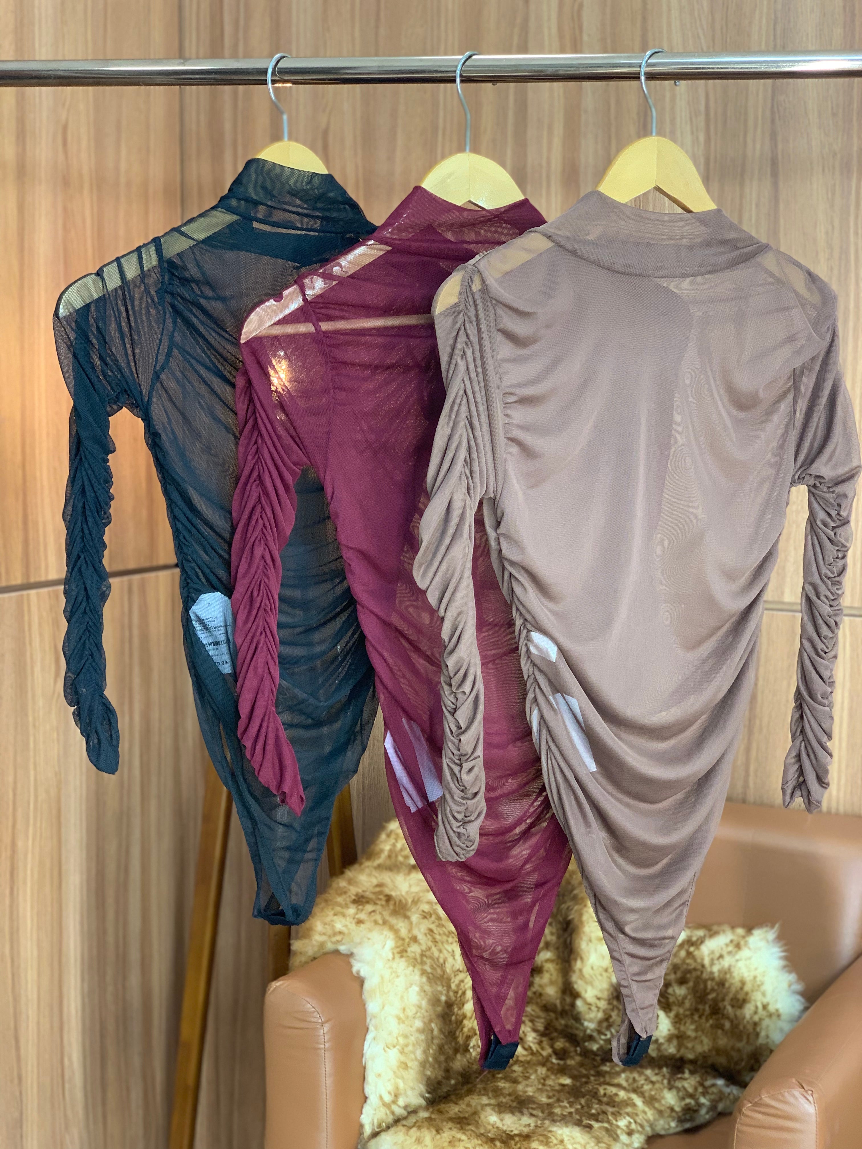 (HSL) BODY TULE MANGA LONGA FRANZIDA