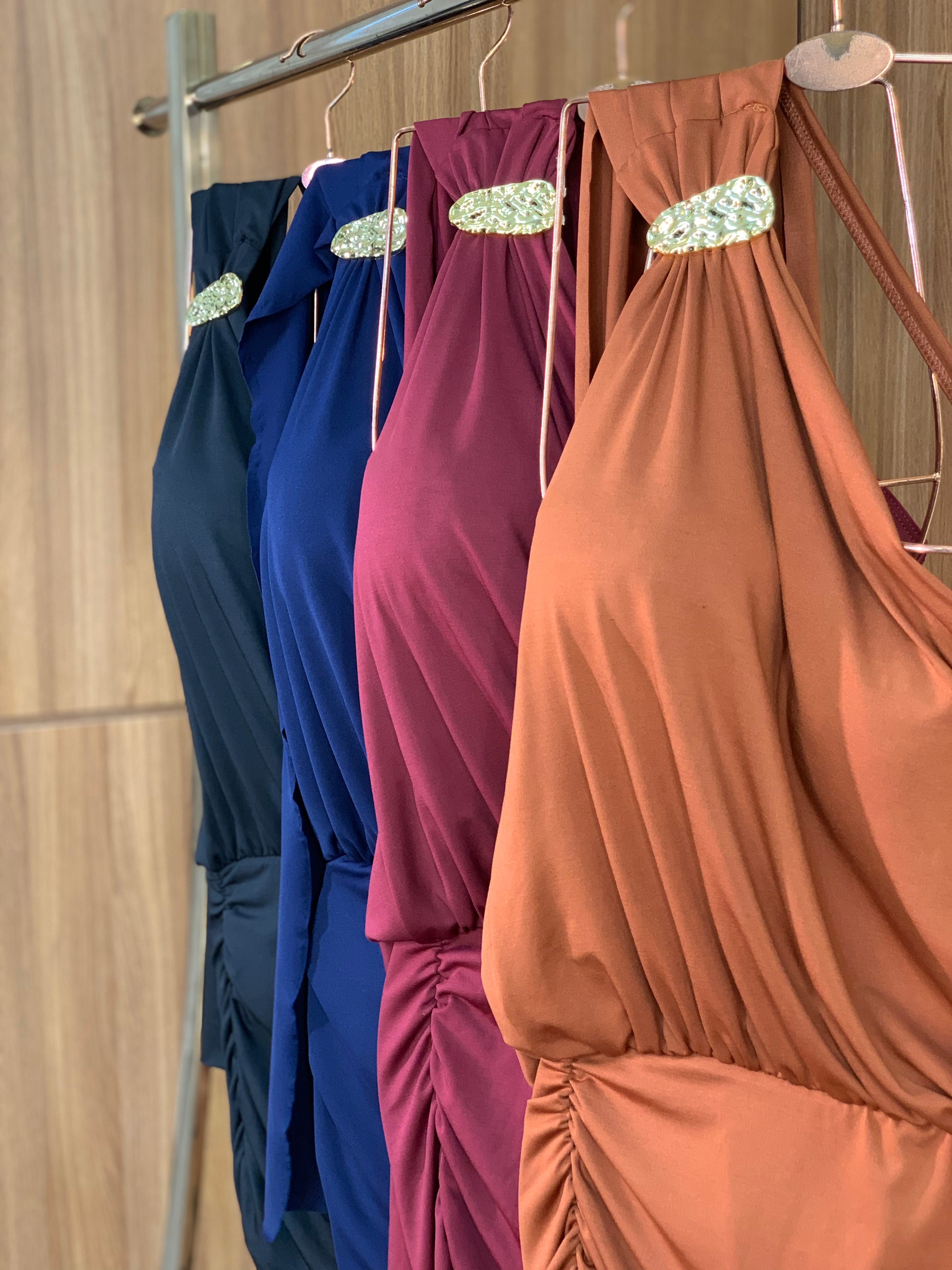 (MYM) VESTIDO MALHA DET METAL LADO UNICO