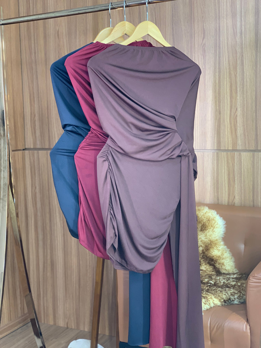 (RLT) VESTIDO MALHA LADO UNICO DRAPEADO