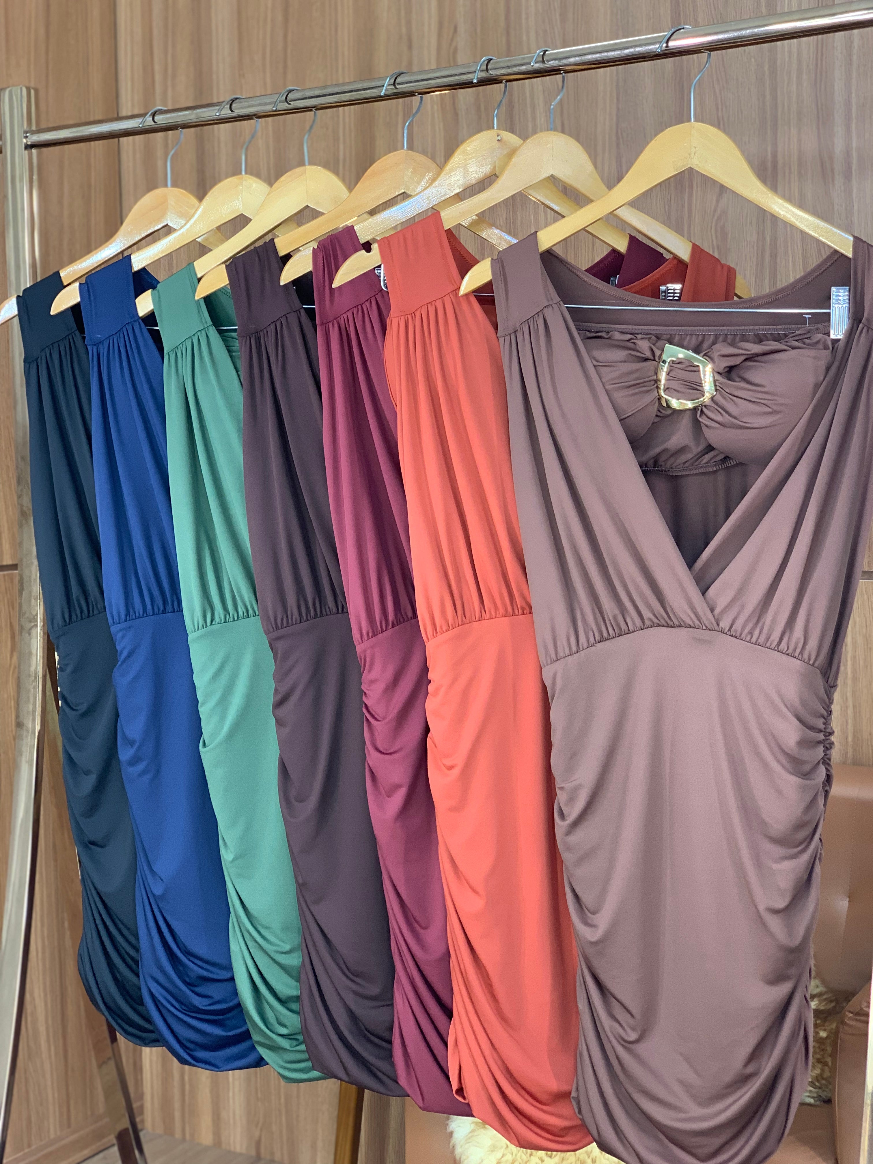 (KEM) VESTIDO MALHA DRAPEADO + TOP DET METAL