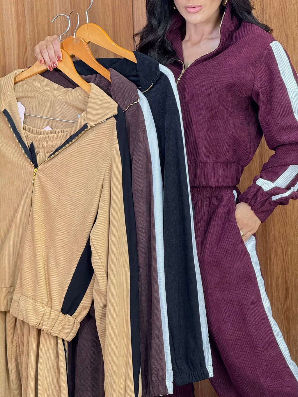 (J7M) CONJUNTO CALÇA + CASACO ZIPER