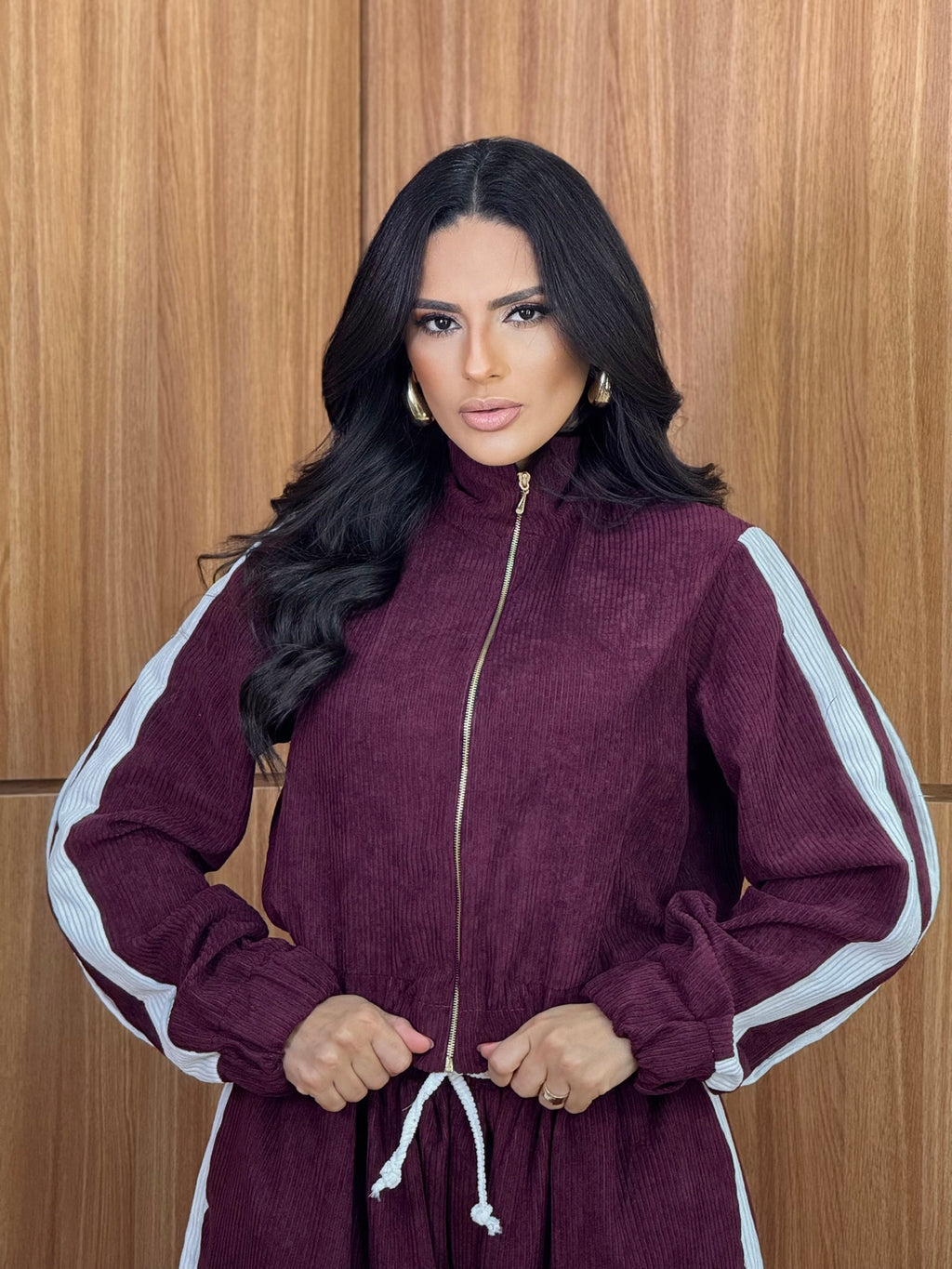 (J7M) CONJUNTO CALÇA + CASACO ZIPER