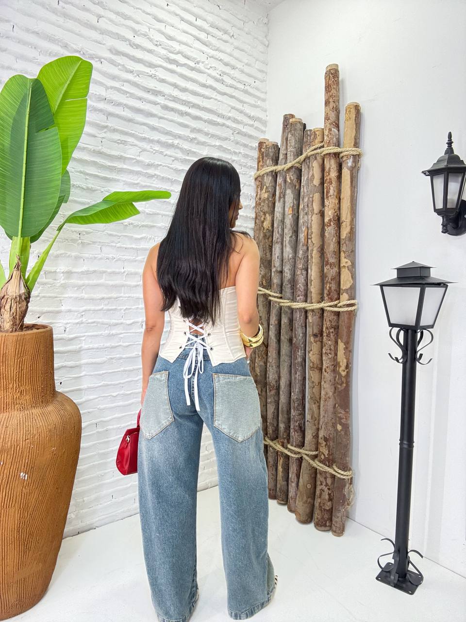 (RDH) CALÇA BARREL JEANS BOLSO GRANDE