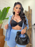 (JMU) CONJUNTO TRICOT BLUSA+ SHORT DET. TUCANO NAS COSTAS