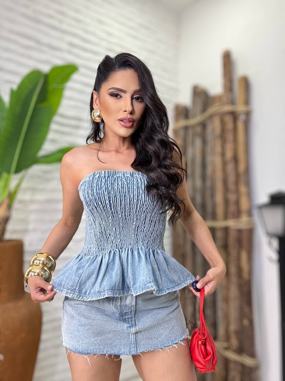 (LVT) BLUSA JEANS TOMARA QUE CAIA PEPLUM