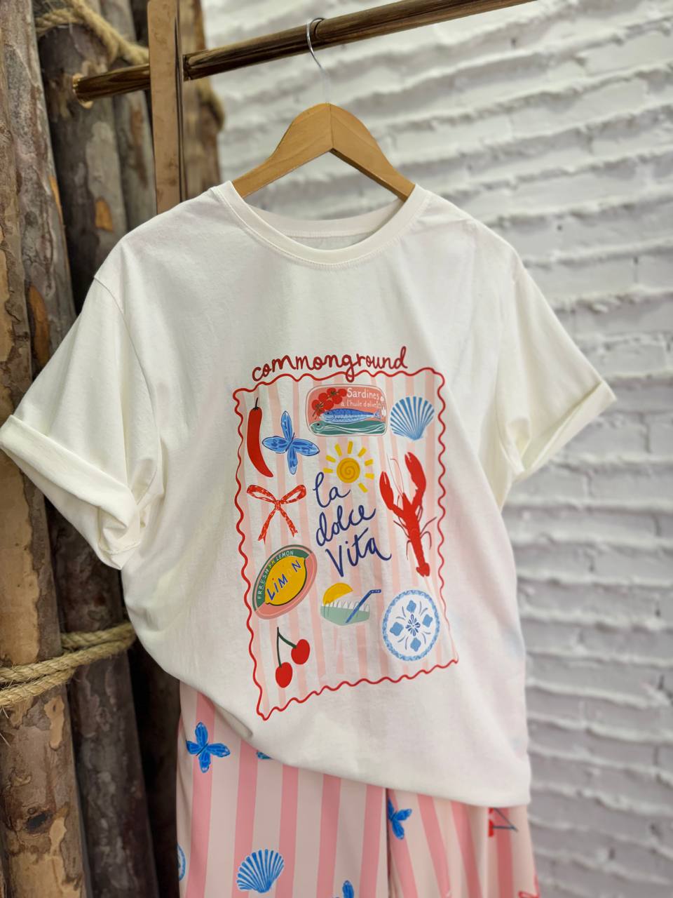 (NBD) CONJUNTO LAGOSTA CALÇA LISTRA+ BLUSA