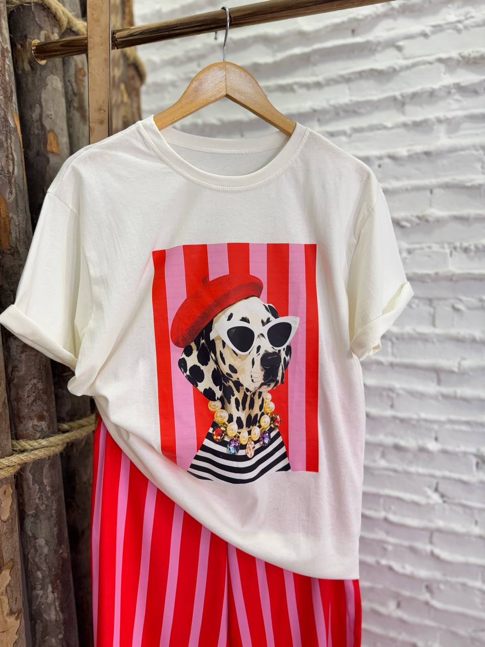 (NBD)CONJUNTO CACHORRO CALÇA LISTRA + BLUSA