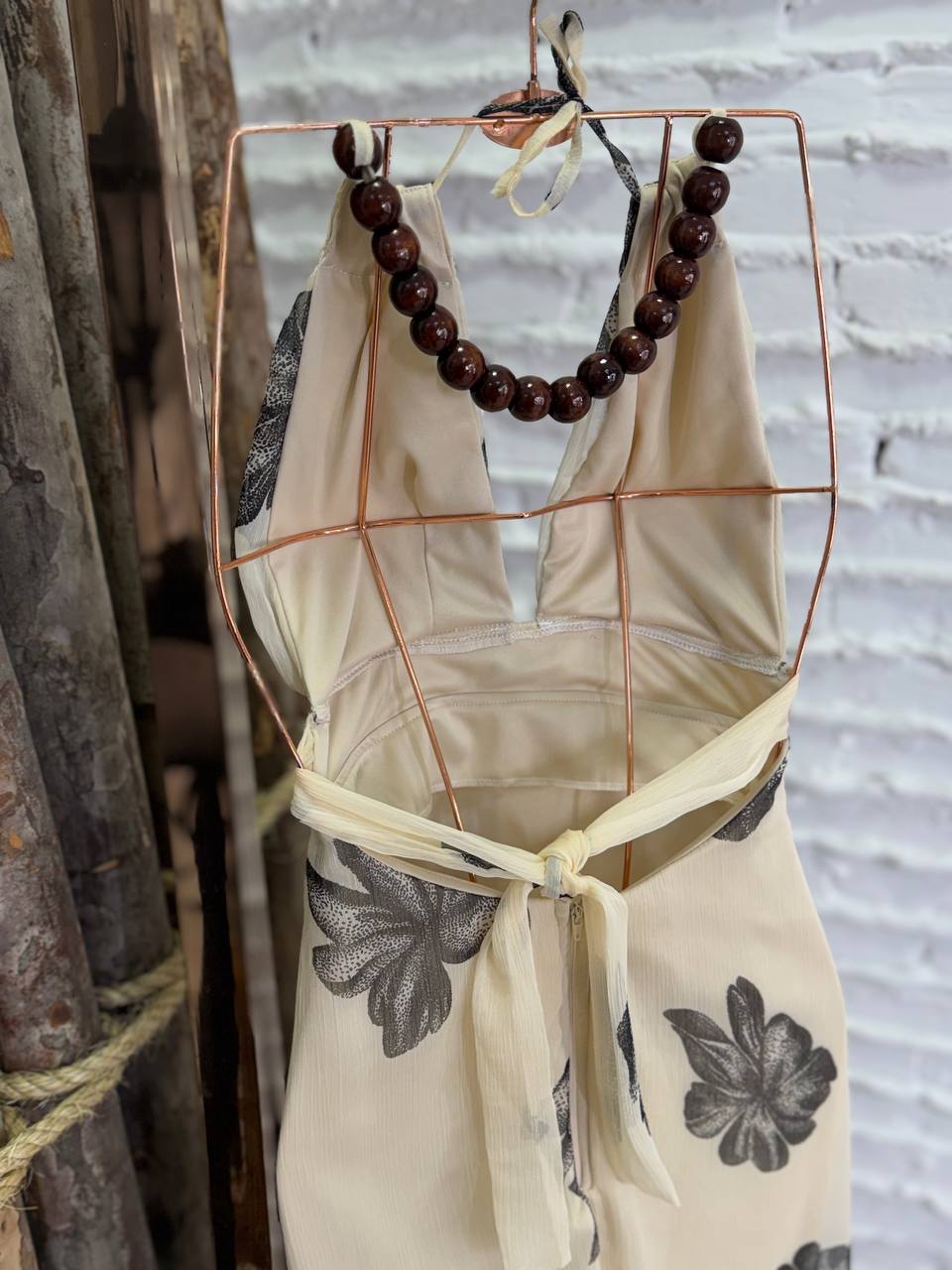 (M.K) VESTIDO LONGO FLORAL DET. ESFERAS