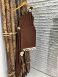 (ZAY) CONJUNTO SAIA TASEL +BODY LADO UNICO DET. METAL