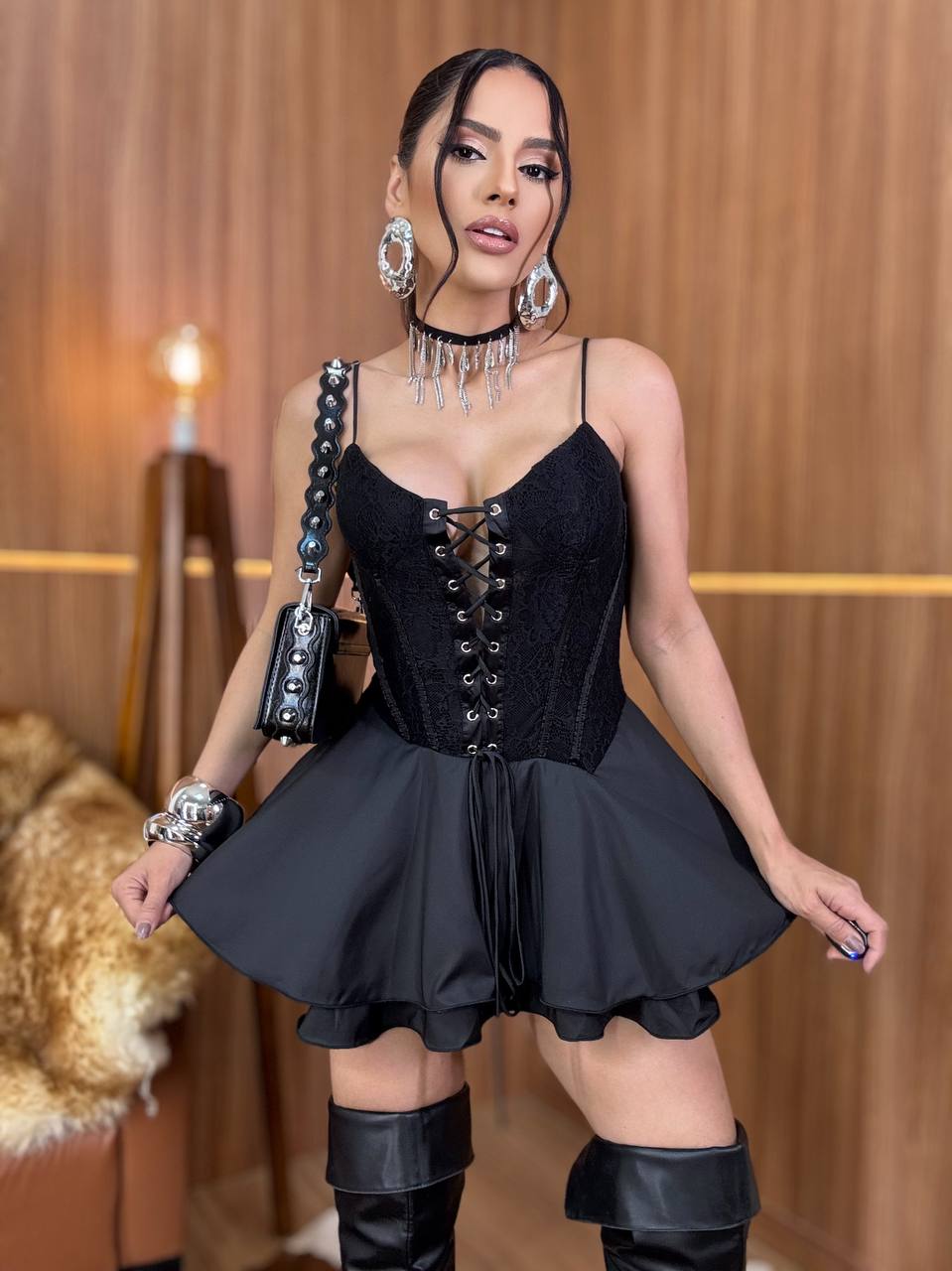 (LMF) VESTIDO RENDA ESPARTILHO
