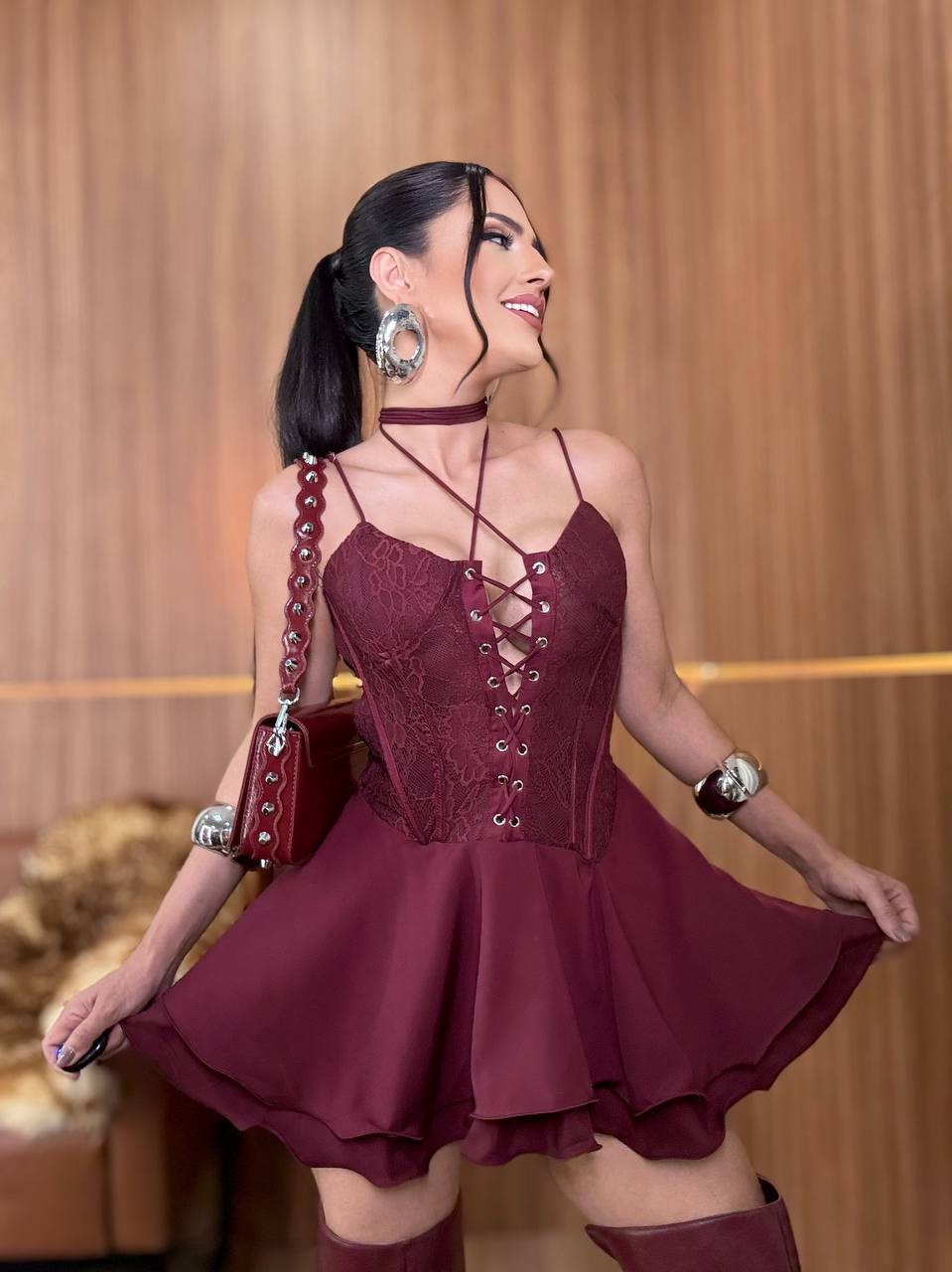 (LMF) VESTIDO RENDA ESPARTILHO