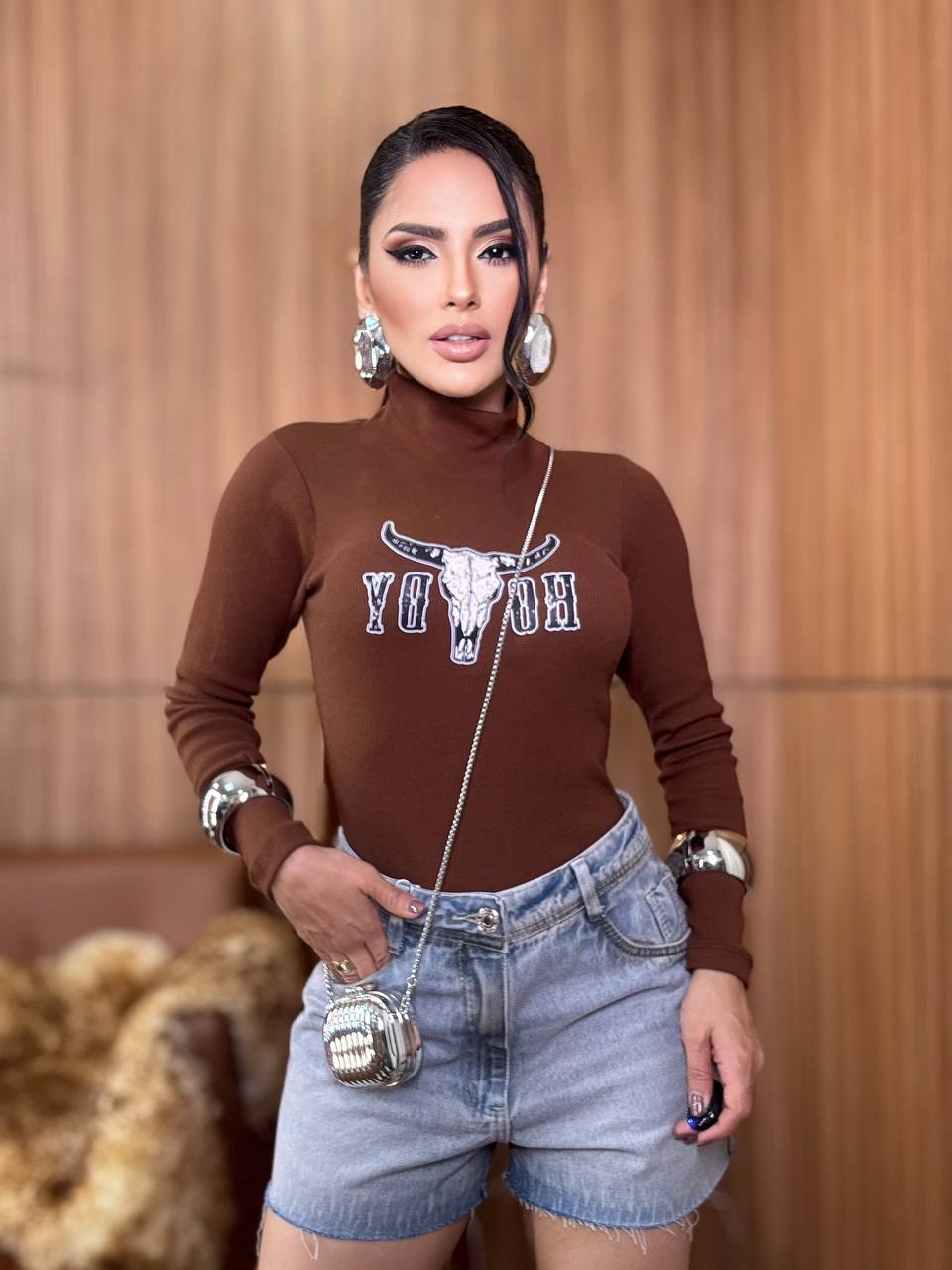 (LM) BLUSA CANELADA MANGA LONGA  GOLA  ALTA  HODY