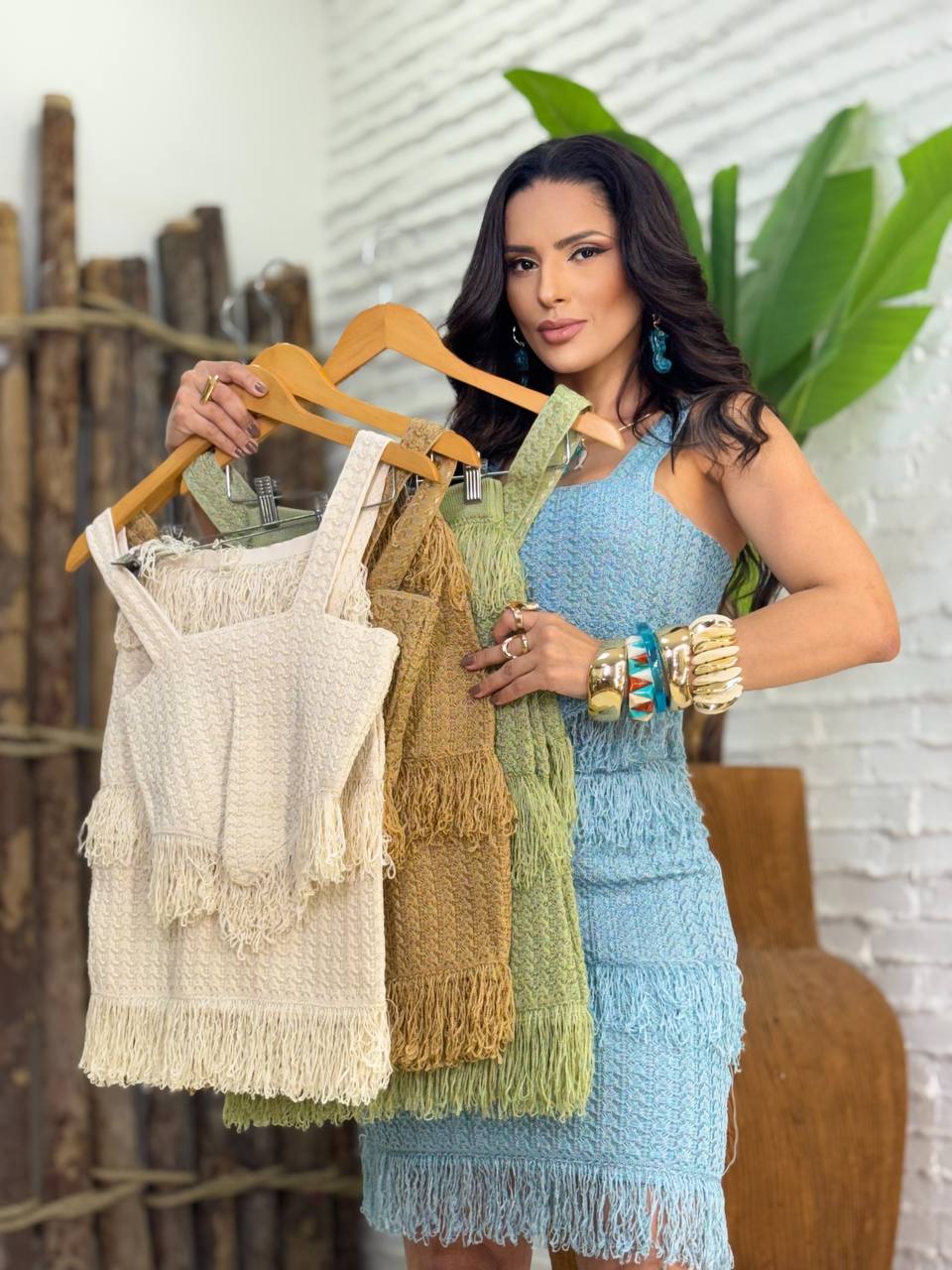 (B.D) CONJUNTO FRANJAS SAIA + CROPPED