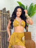 (B.D) CONJUNTO SAIA + HOT PANT + TOP APLICAÇÃO