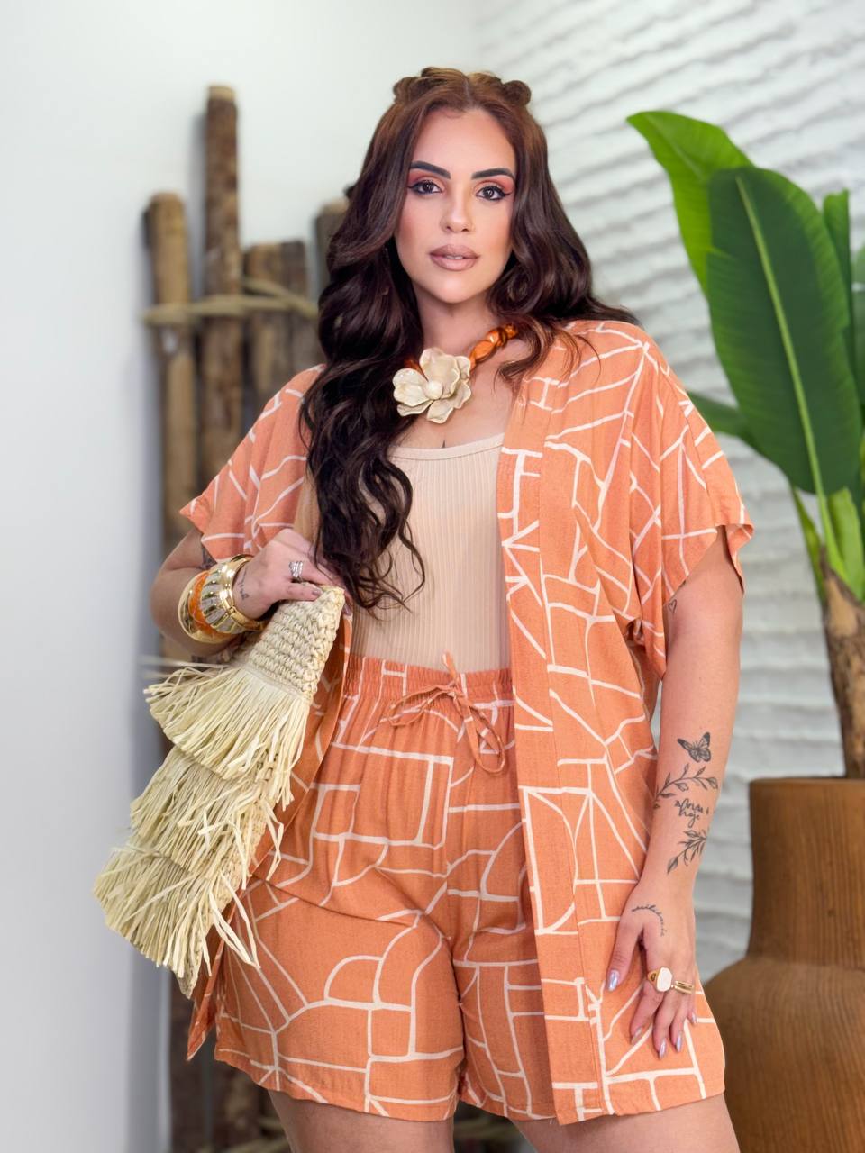 (CRP) CONJUNTO SHORT PLUS+KIMONO