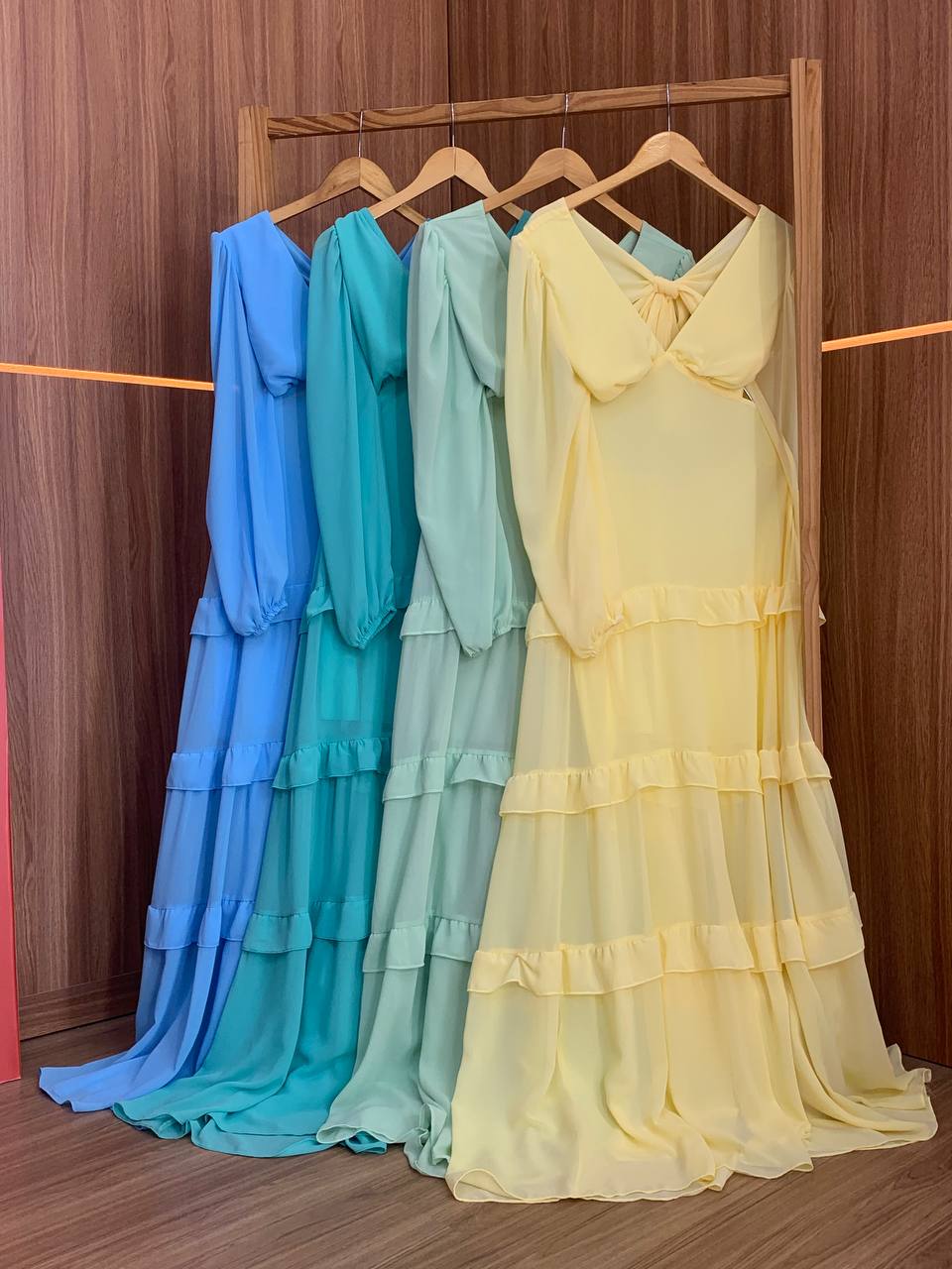 (SPR) VESTIDO MANGA LONGA VAZADO DET BABADOS
