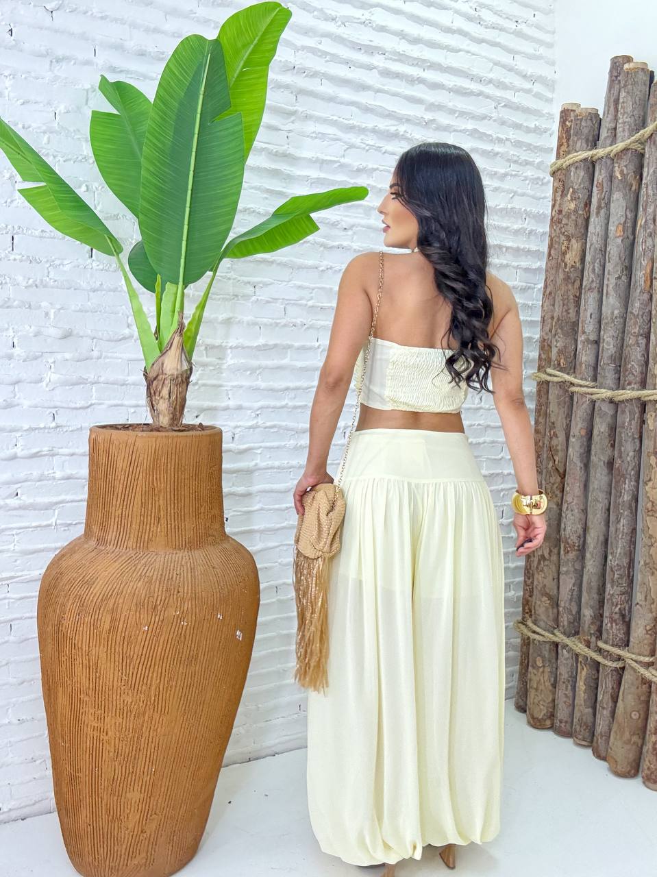 (TCT) CONJUNTO CALÇA BALLON +CROPPED DETALHADO