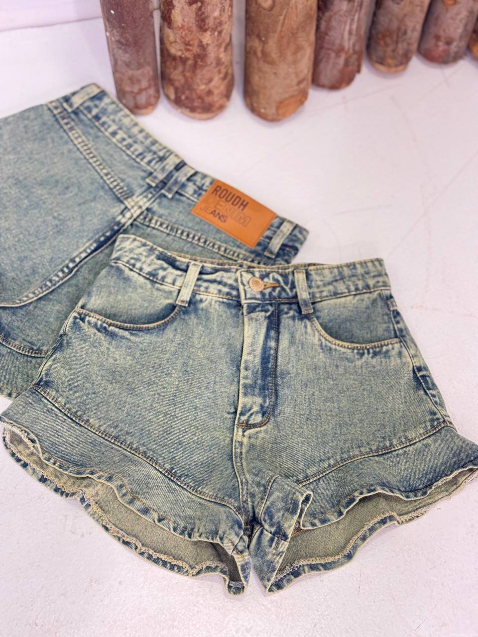 (RDH) SHORT JEANS BABADO