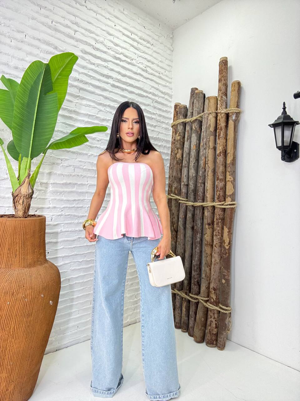 (CHP) BLUSA TRICO TOMARA QUE CAIA PEPLUM