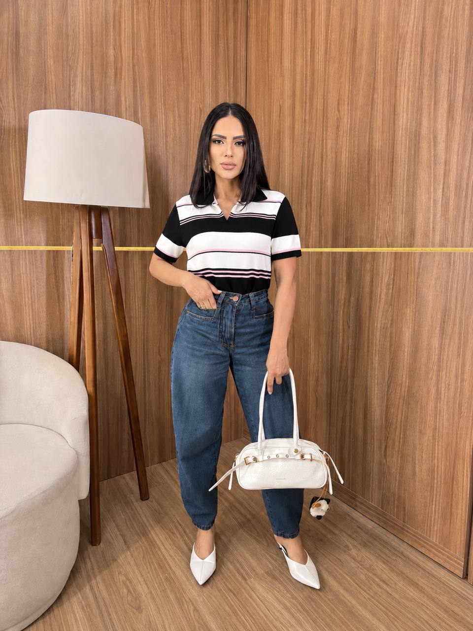 (CHP)  BLUSA POLO TRICO LISTRAS