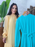 (SPR) VESTIDO MANGA LONGA COM BABADO + FAIXA