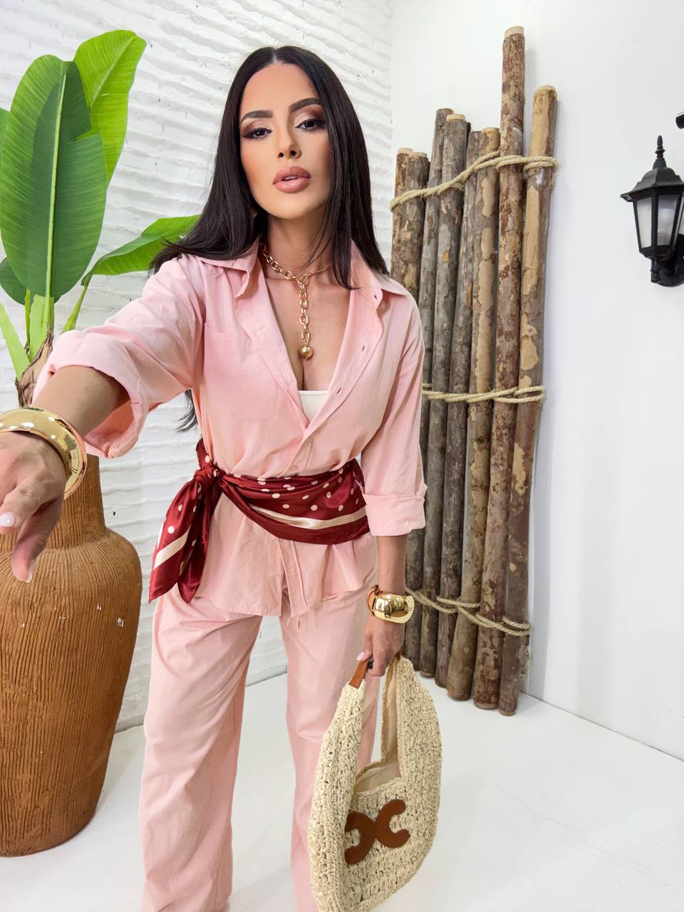 (DSF) CONJUNTO CALÇA +CAMISARIA MANGA LONGA