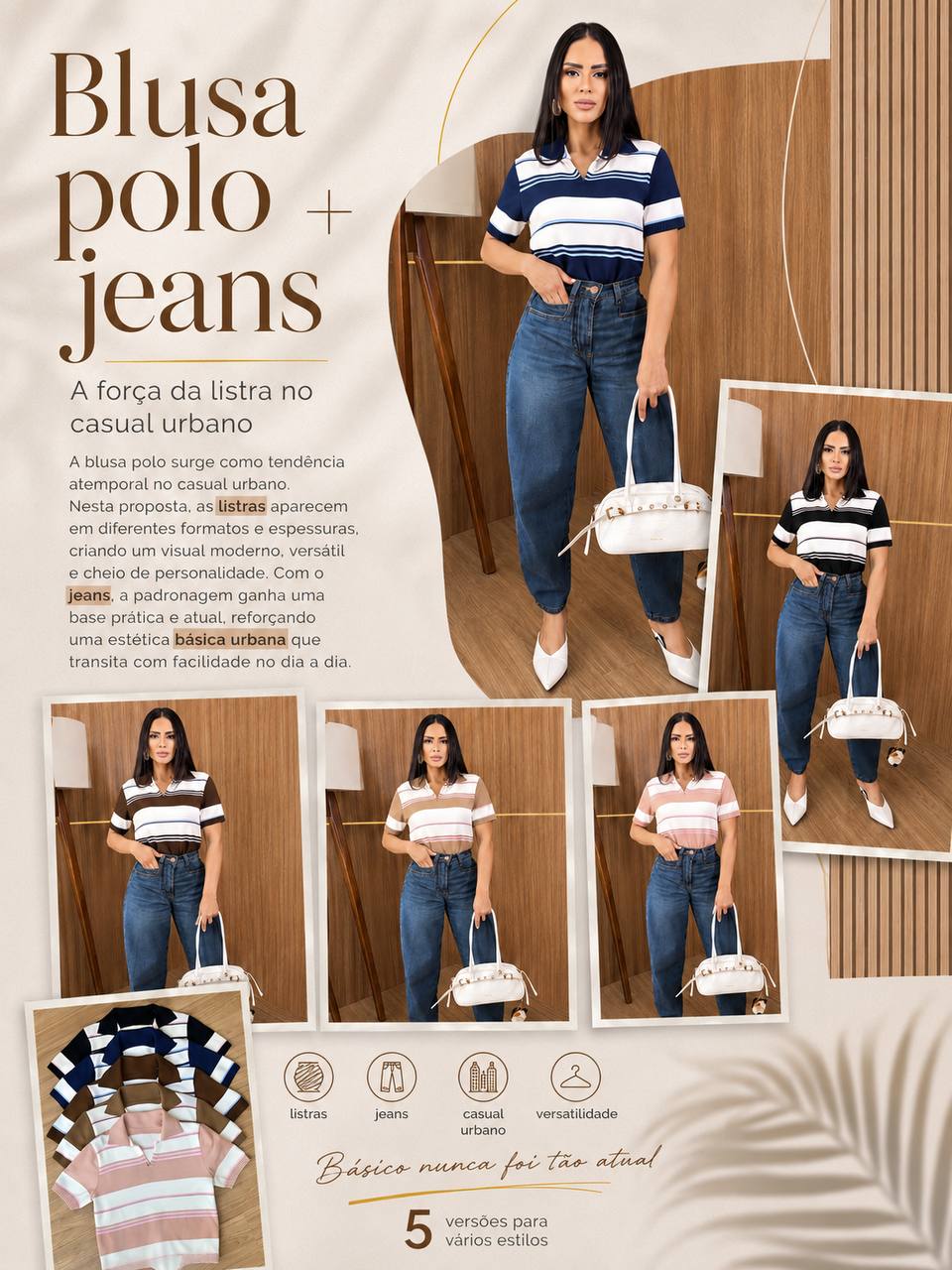 (CHP)  BLUSA POLO TRICO LISTRAS