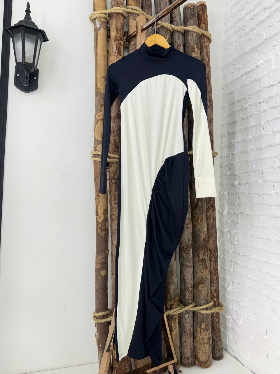 (ATTC) VESTIDO LONGO FRANZIDO DUO COLLOR DET DEDAL