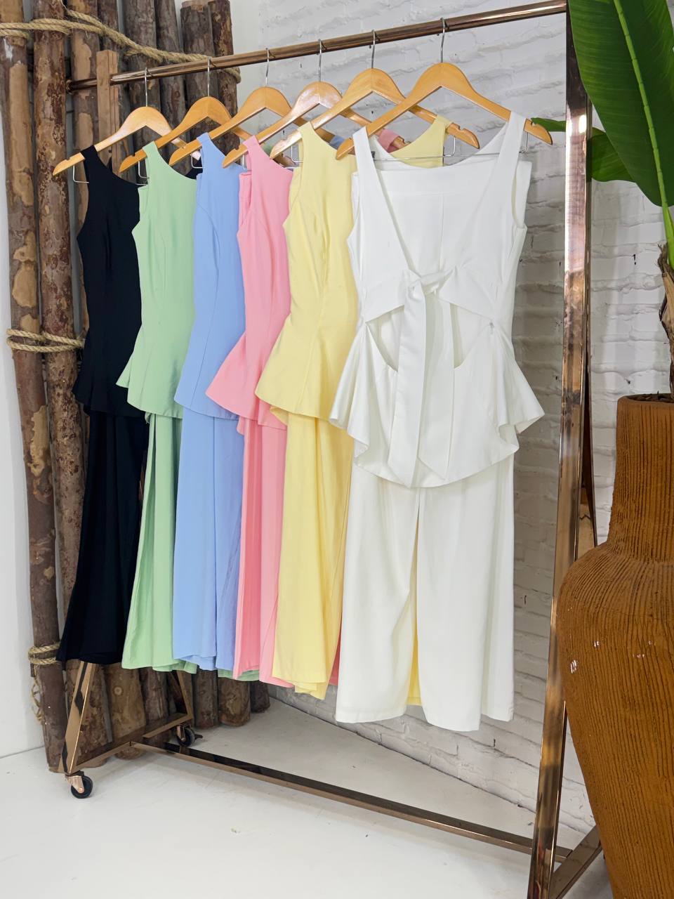 (FEL) CONJUNTO CALÇA PANTALONA +BLUSA PEPLUM