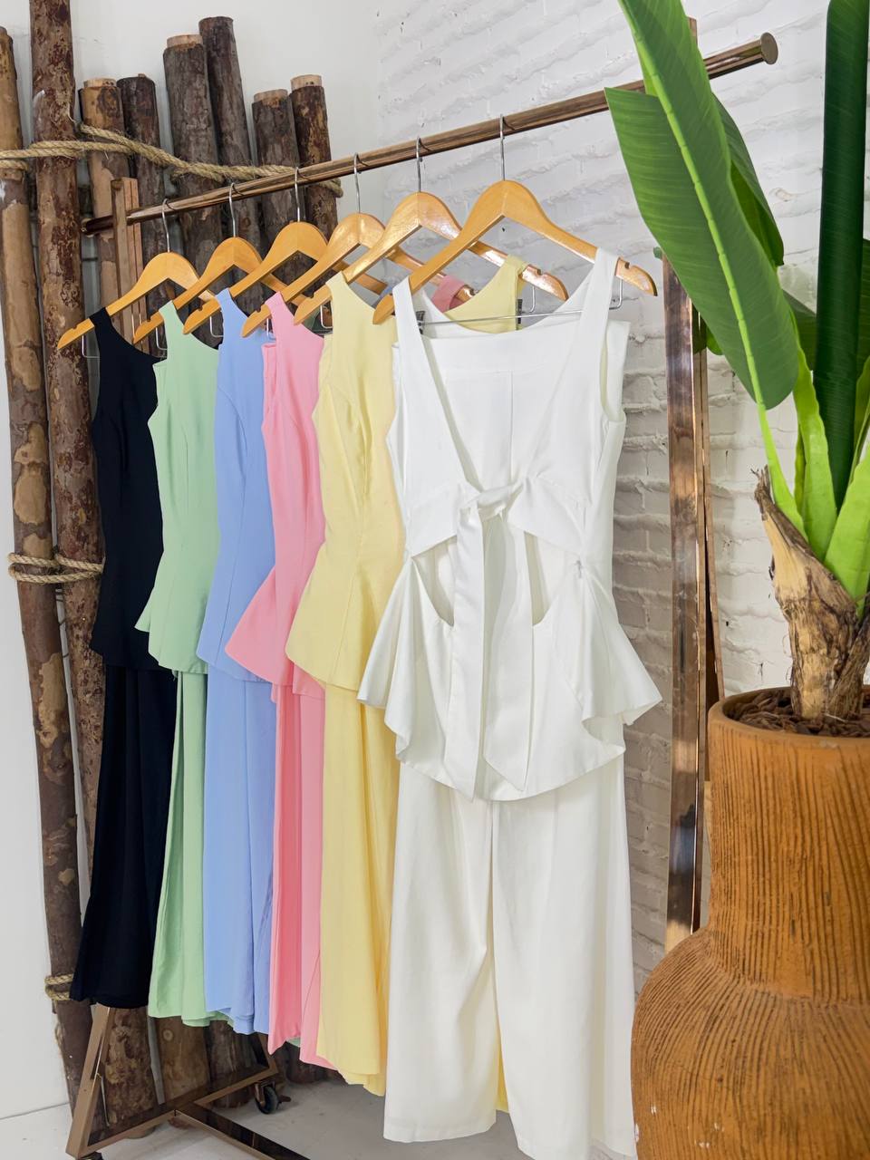 (FEL) CONJUNTO CALÇA PANTALONA +BLUSA PEPLUM