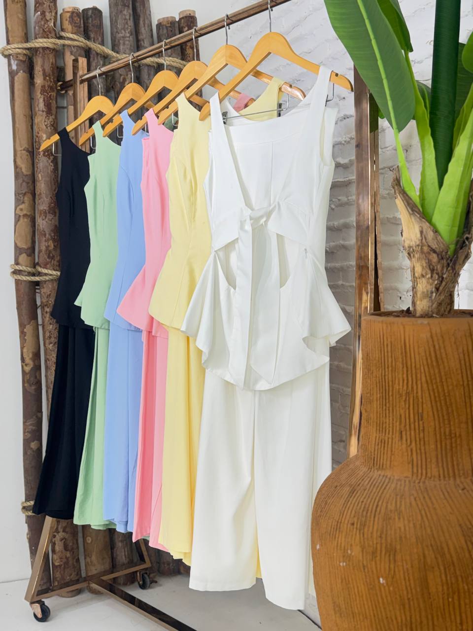 (FEL) CONJUNTO CALÇA PANTALONA +BLUSA PEPLUM