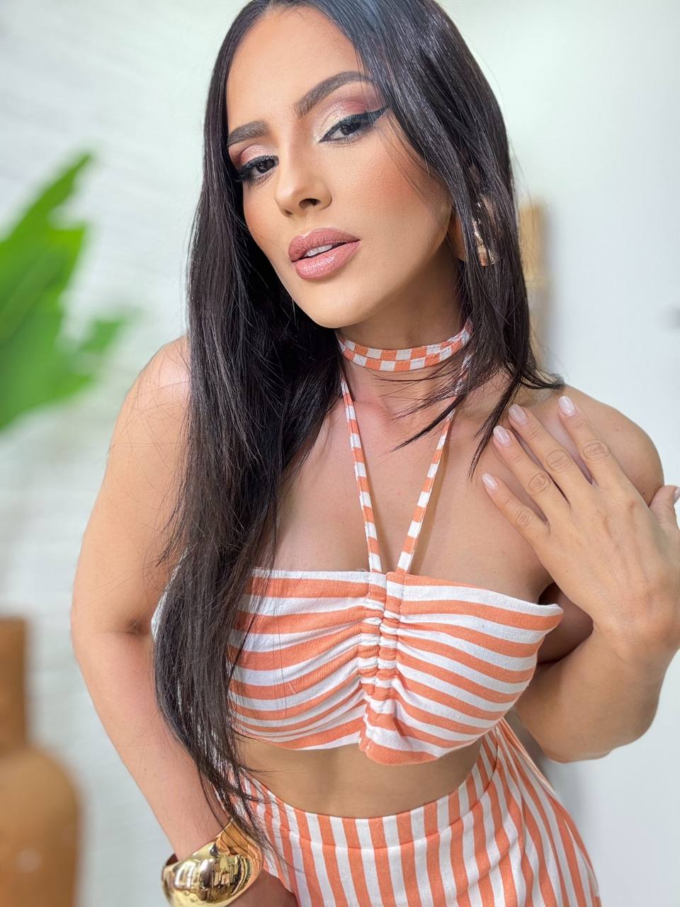 (OJM) CONJUNTO SAIA MIDI FENDA + TOP PUXE
