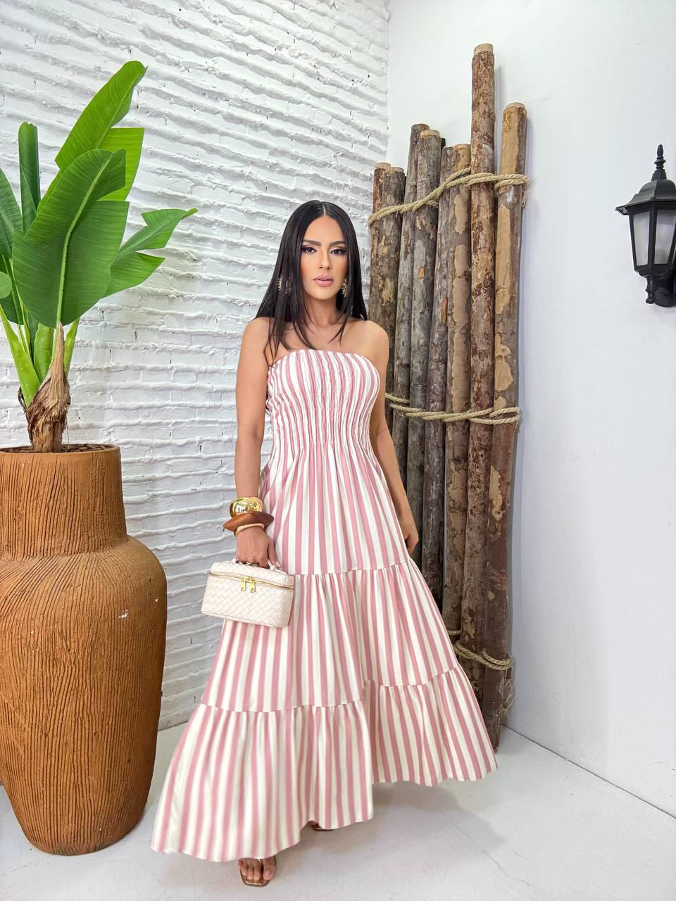 (PSP) VESTIDO LONGO LISTRA ELASTEC