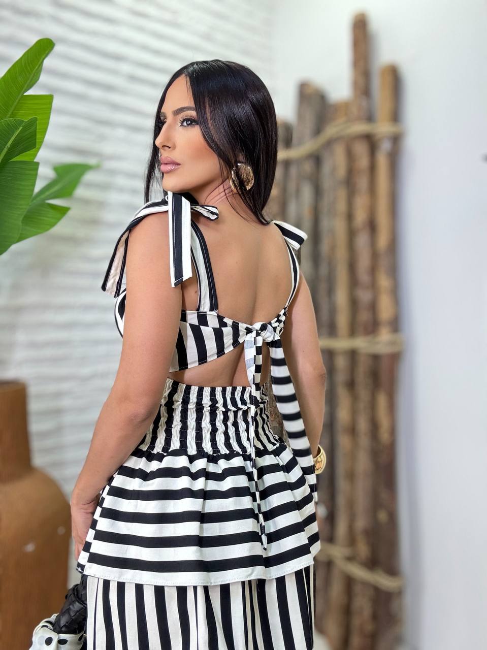 (CTS) VESTIDO CURTO LISTRADO AMARRAÇÃO